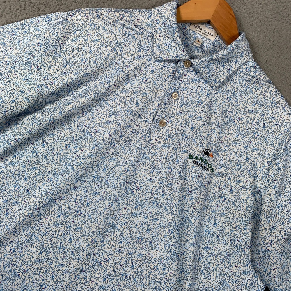 Peter Millar Bandon Dunes Polo Mens Medium M Blue Cocktail Party Summer Comfort